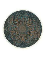 [SOGA] Mandala Pattern Circle Area Rugs Anti-slip Doormat 120cm in Multi