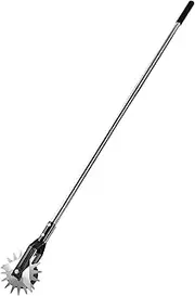 Wheel Rotary Edger - Manual Sidewalk Lawn Edger with Strong 3-Section Stainless Steel Handle and Cushion Grip, 148cm