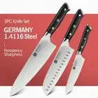 Knife Set Chef Santoku Utility Stainless Steel Full Tang Wood Handle Slicing 3Pc