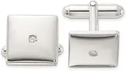 [JewelryWeb] 925 Sterling Silver Polished With CZ Simulated Diamond Square Cuff Links 14.7x14.7mm Wide