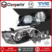 Pair Headlights Lamps Black + LED Globes For Ford Falcon BA BF 2002~2006 XT (for: Ford)