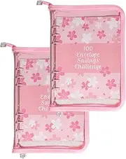 2 Pack EKEFE 100 Cashn Envelopes Money Saving Challenge Binder, Easy and Fun Way to Save $5,050,Expense Budget Sheet for Budgeting and Saving Money (Pink)