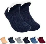 [NcocO] Indoor Non-Slip Thermal Socks,FleeceSox - Fleece-Lined Non-Slip Thermal Slippers Socks,V-Mouth Fluffy Slipper Socks Unisex