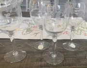 Set Of 4 Princess House Heritage 6" Stemmed Crystal Wine Glasses NWT