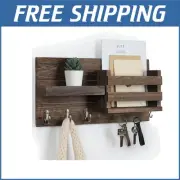 Elegant Rustically Styled Wall Organizer – Mail & Key Holder with Hooks 20 lbs