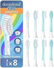 [demirdental] Kids Toothbrush Heads Compatible with Philips Sonicare Kids Toothbrush Heads - Replacement Heads Sensitive - Brush Heads from Ages 7 to 10 - Turquoise - Replaces HX6048-8 Pack
