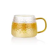 420ml Glass Tea Glasses Golden Rim Coffee Cup With Handle Mug Espresso Drink