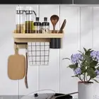 Kitchen Wall Shelf Spice Rack with 6 Sliding Hooks for Entryway Bedroom Wall