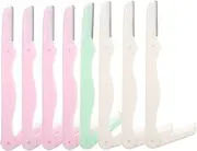 Mikinona 8Pcs Portable Eyebrow Trimmers with Comb Foldable Eyebrow Razors for Precision Grooming Mixed Color Eyebrow Razors for Men Women