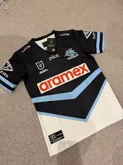 Size Large 2025 Cronulla Sharks NRL Jersey with Embroidered Patches and Logo