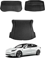 X-Car Cargo Liner for Tesla Model 3 Rear Front Tool Box 3 Pcs Set Heavy Duty Boot Mat Trunk Luggage Tray