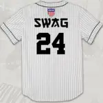 歐美 SWAG 棒球衫 棒球衣 KOBE 24 紀念 嘻哈 饒舌 HIP HOP 黑白2色 大尺碼有福 S~4XL