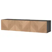 BESTÅ TV bench with doors, black-brown/Hedeviken oak veneer, 180x42x38 cm
