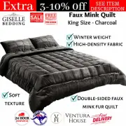 New Faux Mink Quilt / Coverlet / Comforter Set 300gsm Fill Soft Warm Giselle Bed