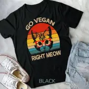 Go Vegan Right Meow Funny Cat Vegan T-Shirt Unisex T-shirt