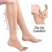 Open Toe Premium-Zipper Firm Compression Leg Calf Socks