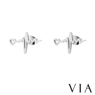 【VIA】白鋼耳釘 白鋼耳環 愛心耳釘/符號系列 心動時刻愛心線條造型白鋼耳釘(鋼色)