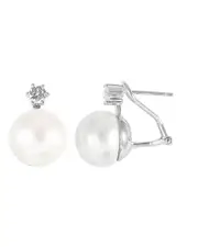 Splendid Pearls Silver 12-12.5mm Freshwater Pearl Earrings