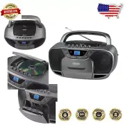 Bluetooth-Enabled CD and Cassette Player/Recorder - Compact & Stylish Gray