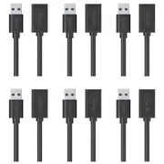 6x Cruxtec USB-A Male to USB-A Female Universal Extension Cable Cord 5m Black