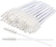 300 Pack Eyelash Mascara Wands Disposable Lash Brushes for Extensions Makeup Brush Applicators Tool Kit, White/White