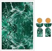 Briartw 10 Sheets Polymer Clay Transfer Paper - Per Sheet 5.82 X 3.93 inch Water-Soluble Transfer Sheets for DIY Clay Jewelry Making Disposable Stickers -Emerald Green Marble