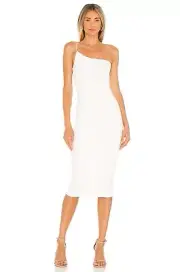 NEW Size L Nookie Lust One Shoulder Midi Dress in White REVOLVE MSRP $209