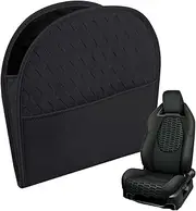 Trash Bags Car, Hangable Garbage Bag, Large Capacity Rubbish Bin, Storage Organizer, Leakproof Portable Bag for Automotive Bedroom Kitchen Camping Travel Backrest, 30 cm Black Cream Colored Leather