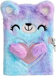 Diary Notebook for Girls with Lock and Keys, Plush Love Bear Journal Notebook for Kids, Secret Lock Diary for Writing Drawing, Gifts for Girls (Love Bear)