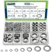 Metric Stainless Steel Internal Tooth Star Lock Washer Assortment, 500 Pack