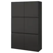 BESTÅ storage combination with doors, black-brown/Hammarsmed anthracite, 120x42x193 cm