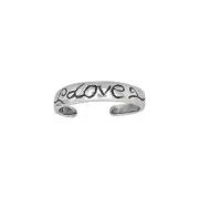Sterling Silver .925 Love Engraved Toe Ring Adjustable Size | Made In USA