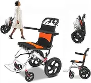 Folding Transport Wheelchairs, Ultra-Light Portable Travel Wheelchairs with Handbrake, Aluminum Alloy Lightweight Transportation Wheelchair Trolleys for Elderly and Children