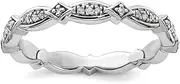 [JewelryWeb] 925 Sterling Silver Polished Prong set Patterned Stackable Diamond Ring-Stackable-Ring for Women