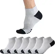 [AFISH] Athletic Socks for Men, Ankle Sport Socks Soft & Breathable, Low Cut Cushioned Socks Sweat-Wicking, Anti-Friction and Anti-odor for Running, Hiking, Climbing, 6 Pairs, Black&Grey, Large
