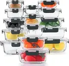 30 Pieces Glass Food Storage Containers Set, Glass Meal Prep Containers Set with