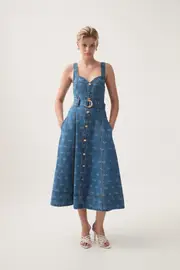 Ratio Logo Denim Midi Dress