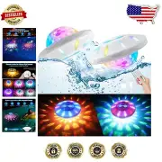 RGB Color Changing Floating Pool Lights - 2 Pack IP68 Waterproof & Rechargeable