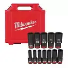 Milwaukee SHOCKWAVE Impact Socket Set 1/2" Drive Deep 6-Point SAE (12-Piece)