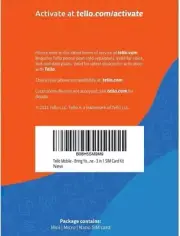 Unlocked Tello Mobile - Bring Your Own Phone - 3 in 1 GSM SIM Card Kit Iphone