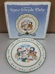 Longaberger Snow Friends Flurry & Snowball Christmas '99 Santa Cookie Plate 9"