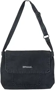 [Generic] Vintage Denim Crossbody Shoulder Bag Women Couple Unisex Street Messenger Bag Casual Canvas Bag Large Capacity Tote Bag