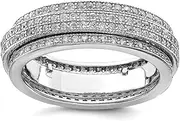 [JewelryWeb] 925 Sterling Silver Solid Moveable Polished Rhodium Plated Pave Eternity Motion Ring-Eternity-Ring for Women