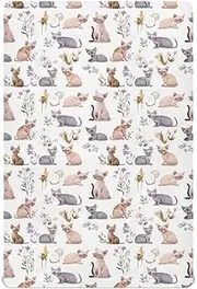 Fitted Crib Sheets for Infant Toddler Kid Soft Nursery Bed Sheet for Standard Size Crib Mattress 39x27in Beauty Sphynxcats
