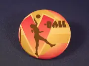 "V-BALL" Volleyball BUTTON pin badge sports pinback BIG