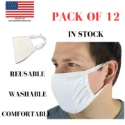 White Face Mask Reusable Washable Cover Masks Fashion pack of 12