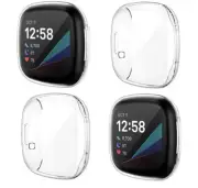 NANW 4-Pack CLEAR Screen Protector Case Compatible with Fitbit Sense/Versa 3