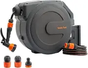 Giraffe Tools Retractable Hose Reel Wall Mounted, 25+2m Garden Hose Reel, 180° Pivotal with 7 in 1 Spray Nozzle, Grey (EUAW-25)