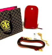 Tory Burch Phone Bag NWT Emerson Lips Reds Patent Leather Crossbody Retail $348