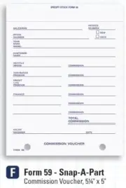 Commission Voucher / Snap-A-Part Carbonless 3 Part / 5.25" x 5" / Form 59